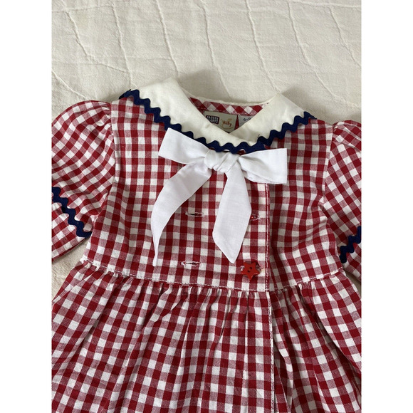 Faded Glory Baby Girl Dress Size 6-9M Vintage Y2K Red White GIngham Check Sailor - Picture 7 of 16